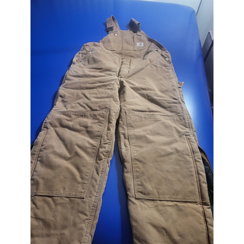 Carhartt Mens Brown BQ186 Double Knee Cotton Overalls Size 40 X 30
